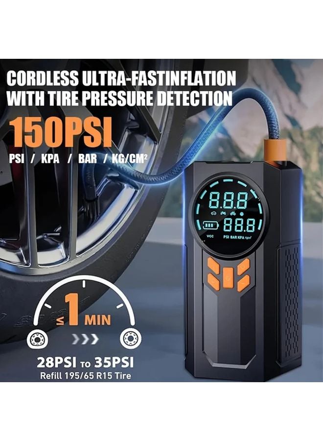 نوع A 9 في 1 شاحن بطارية سيارة مع ضاغط هواء وشحن سريع USB C للسيارات والشاحنات وسيارات الدفع الرباعي - Image 5